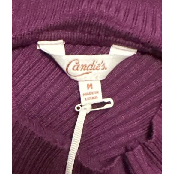 Candie's Purple Portrait Neckline Stretch Sweater Rayon Blend Junior Size M NWT - Picture 15 of 16